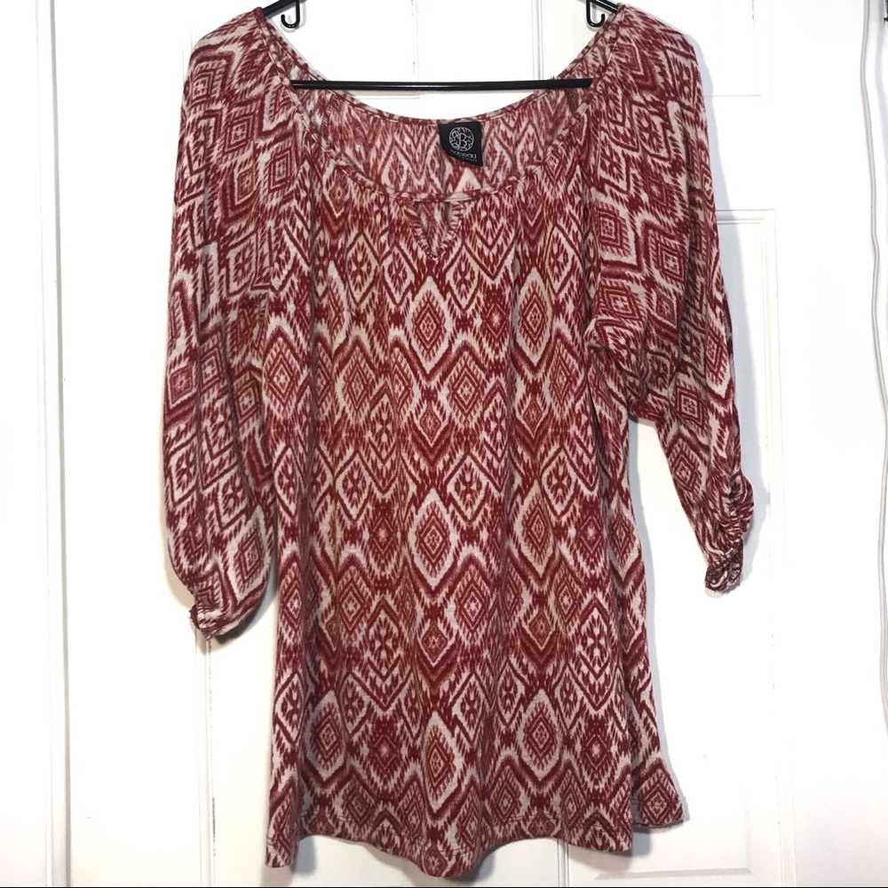 Bobeau | patterned long sleeve shirt